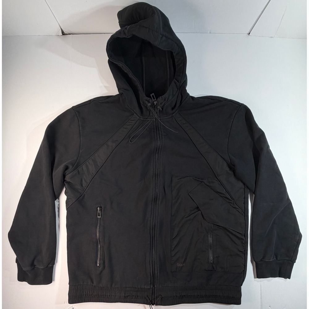 Hugo Boss HUGO Mens XL Black Mixed Media Full Zip Tactical Hoodie Sweatshirt